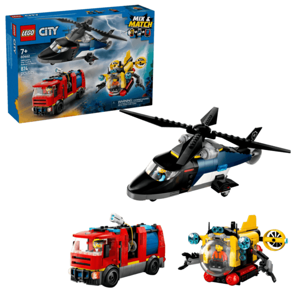 60462_boxprod_v39_en-gb LEGO Helikoptera, ugunsdzēsēju auto un zemūdenes komplekts 60462