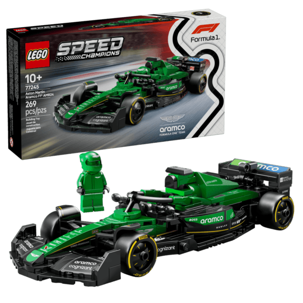 77245_boxprod_v39_en-gb LEGO Aston Martin Aramco F1® AMR24 sacīkšu auto 77245